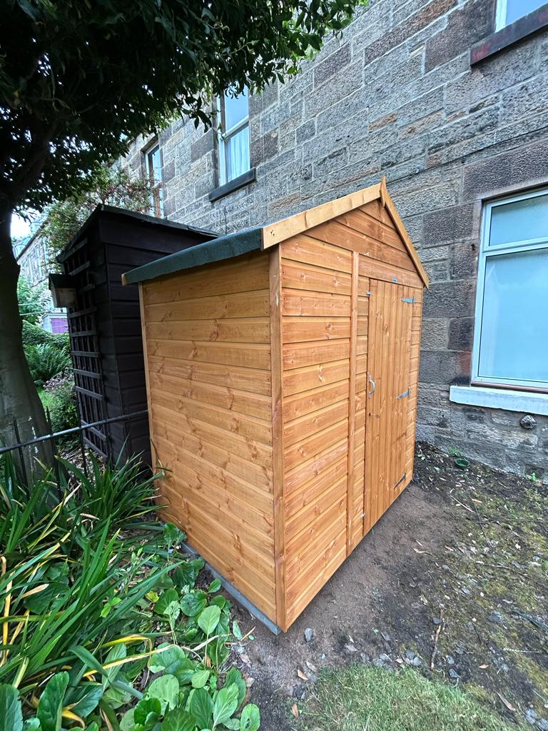 Timber apex roof sheds supplied and built in the Edinburgh area, click here for a new timber shed quote in Edinburgh.