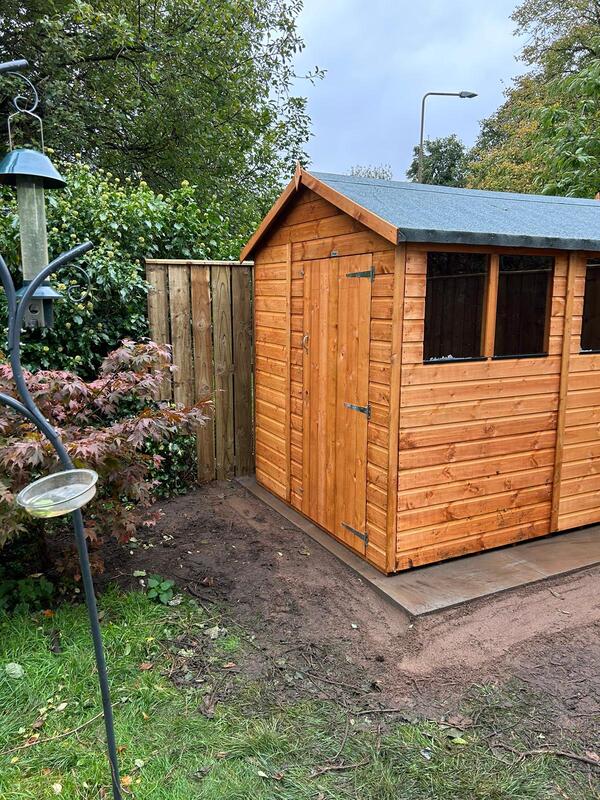 Apex roof sheds supplied and installed in East Lothian by JDS Gardening Services, click here for an apex shed quote near you